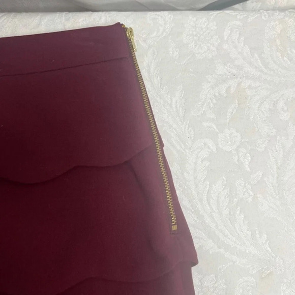 H&M NWT Burgundy Scalloped Side Zip Mini Skirt Size 6 - Picture 3 of 5